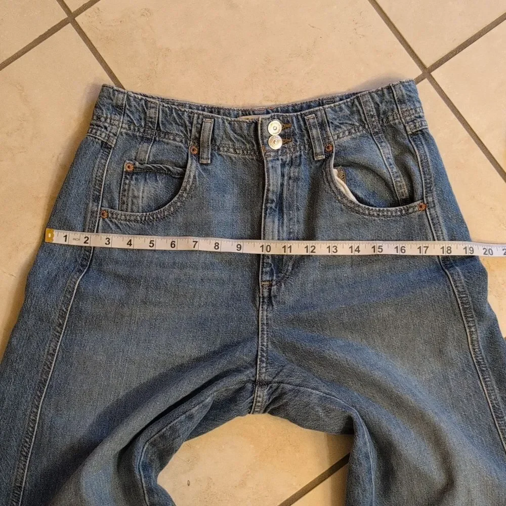 Free People Aster Straight Jeans Relaxed Fit Blue Denim Size 28